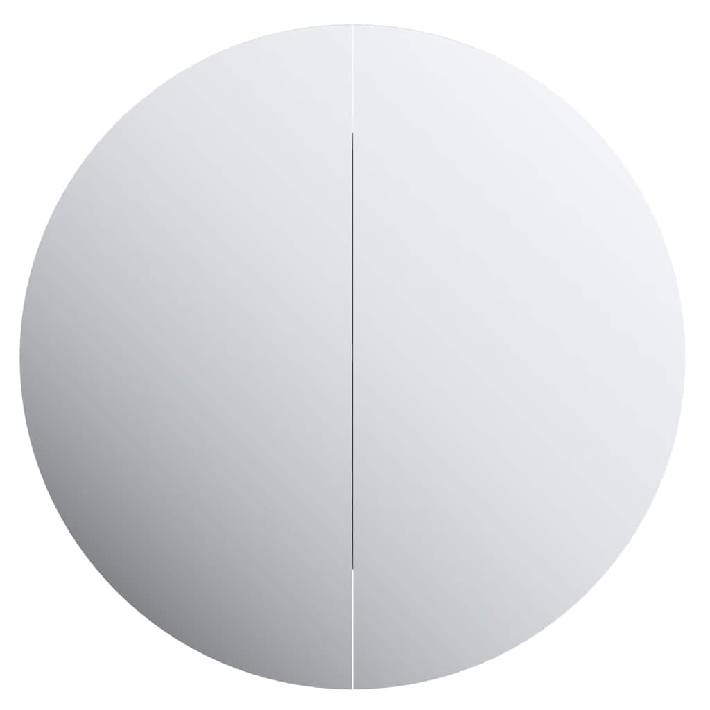 Armadio da Bagno con Specchio Rotondo e LED Nero 54x54x17,5 cm | homemem39