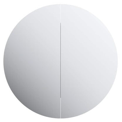 Armadio da Bagno con Specchio Rotondo e LED Nero 54x54x17,5 cm | homemem39