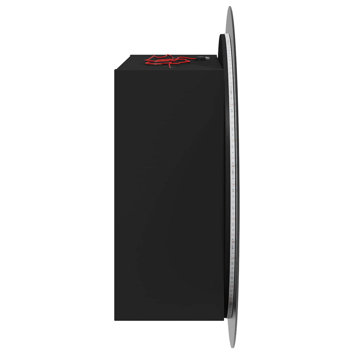 Armadio da Bagno con Specchio Rotondo e LED Nero 54x54x17,5 cm