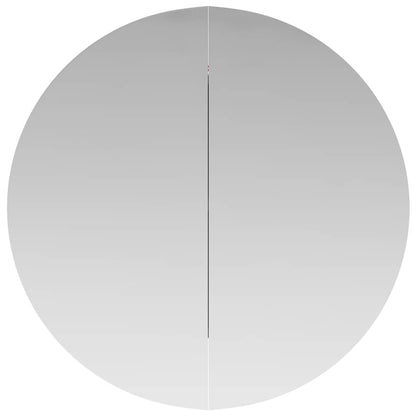 Armadio da Bagno con Specchio Rotondo e LED Grigio 54x54x17,5cm