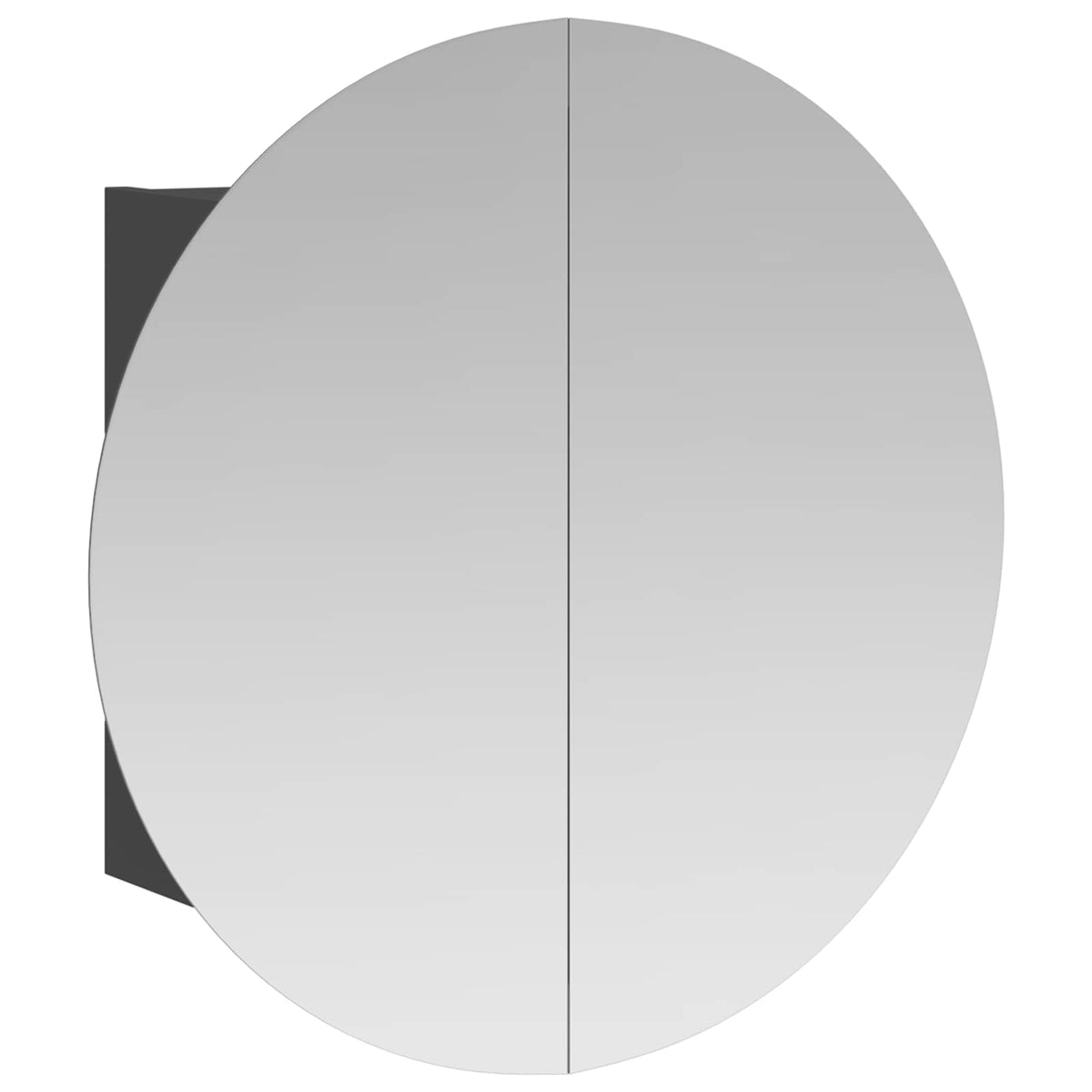 Armadio da Bagno con Specchio Rotondo e LED Grigio 54x54x17,5cm