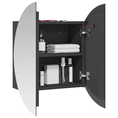 Armadio da Bagno con Specchio Rotondo e LED Grigio 54x54x17,5cm