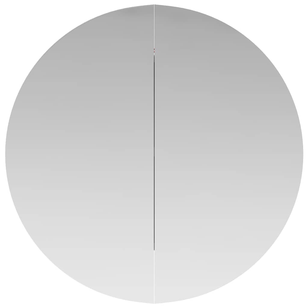 Armadio da Bagno con Specchio Rotondo e LED Rovere 54x54x17,5cm