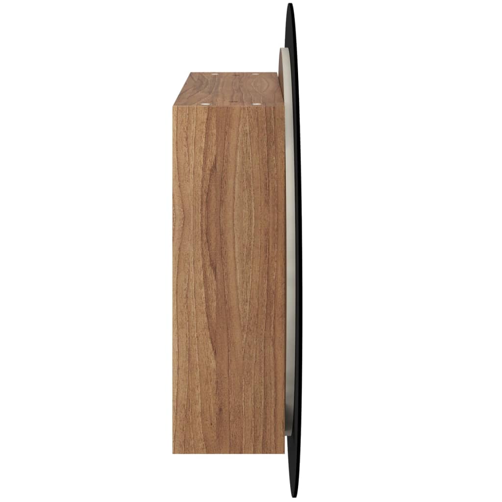 Armadio da Bagno con Specchio Rotondo e LED Rovere 54x54x17,5cm | homemem39