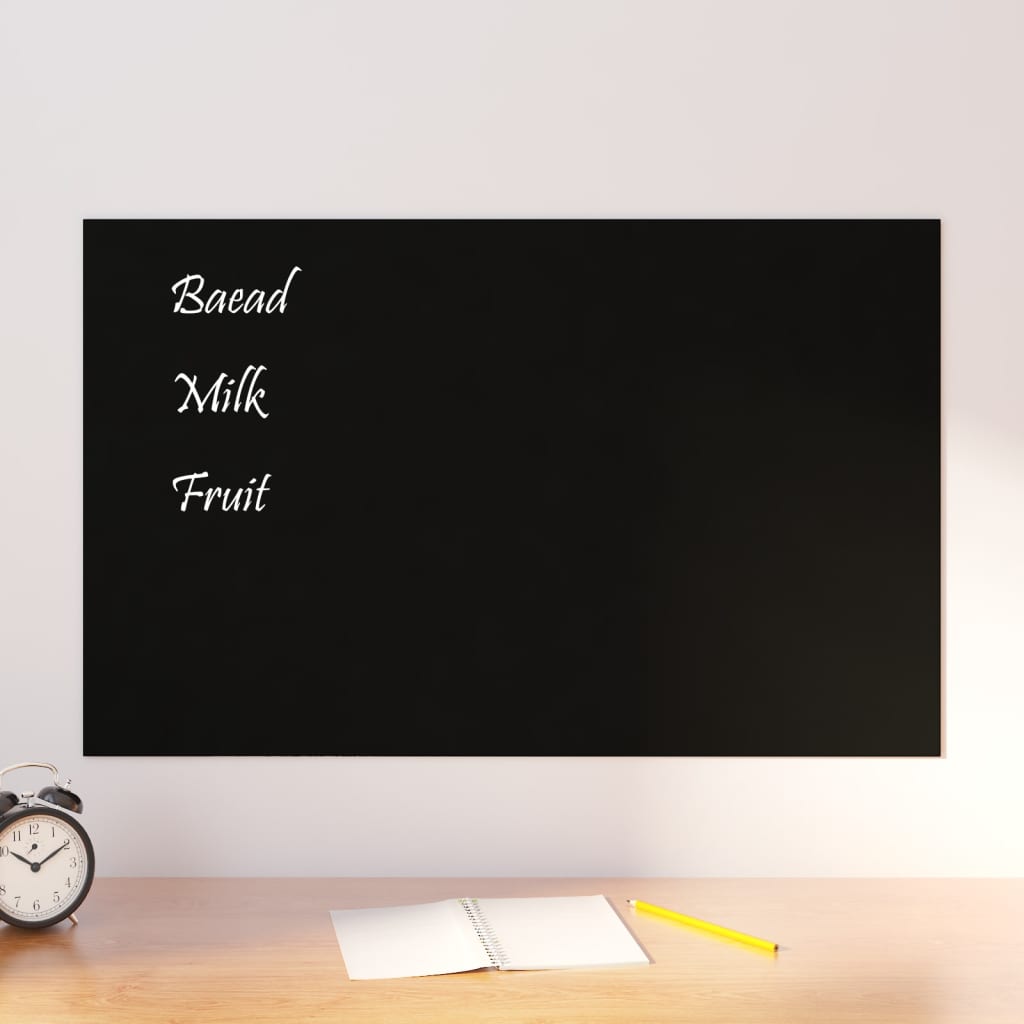 Lavagna Magnetica a Parete Nera 80x50 cm Vetro Temperato | homemem39