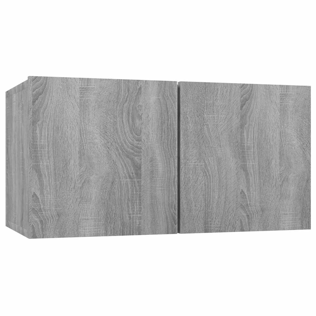 Mobili TV Parete 4pz Grigio Sonoma 60x30x30cm Legno Multistrato