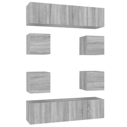 Set Mobili Porta TV 8pz Grigio Sonoma in Legno Multistrato