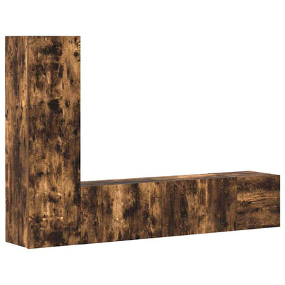 Set Mobili Porta TV 3 pz Rovere Fumo in Legno Multistrato