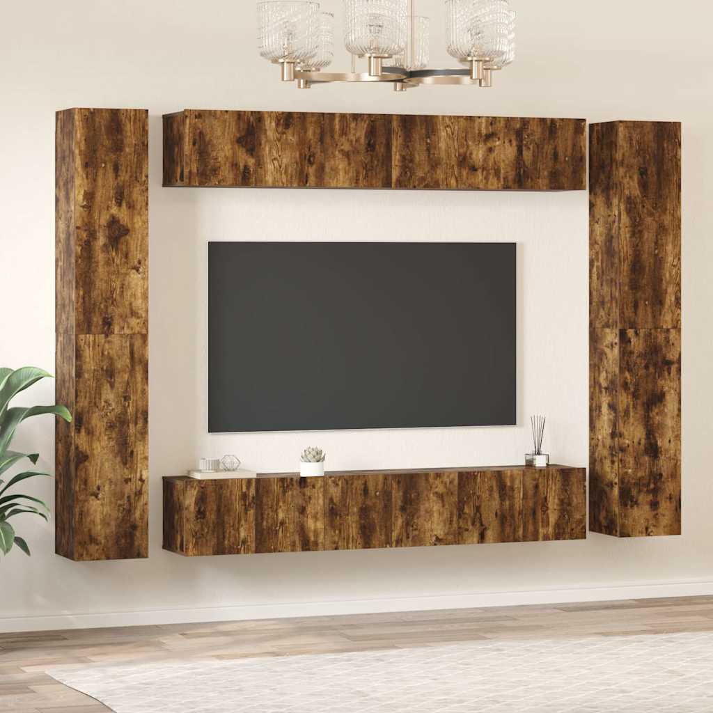 Set Mobili Porta TV 10 pz in legno multistrato