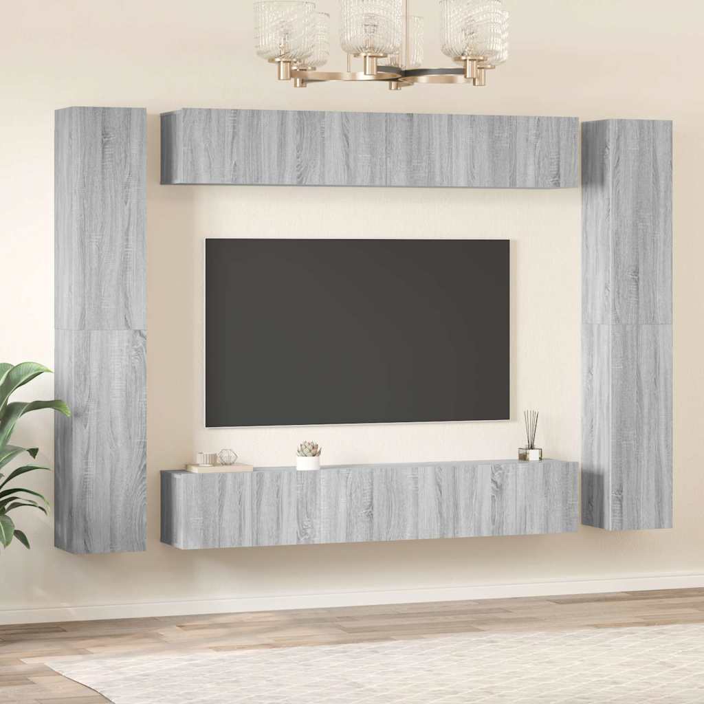 Set Mobili Porta TV 10 pz in legno multistrato