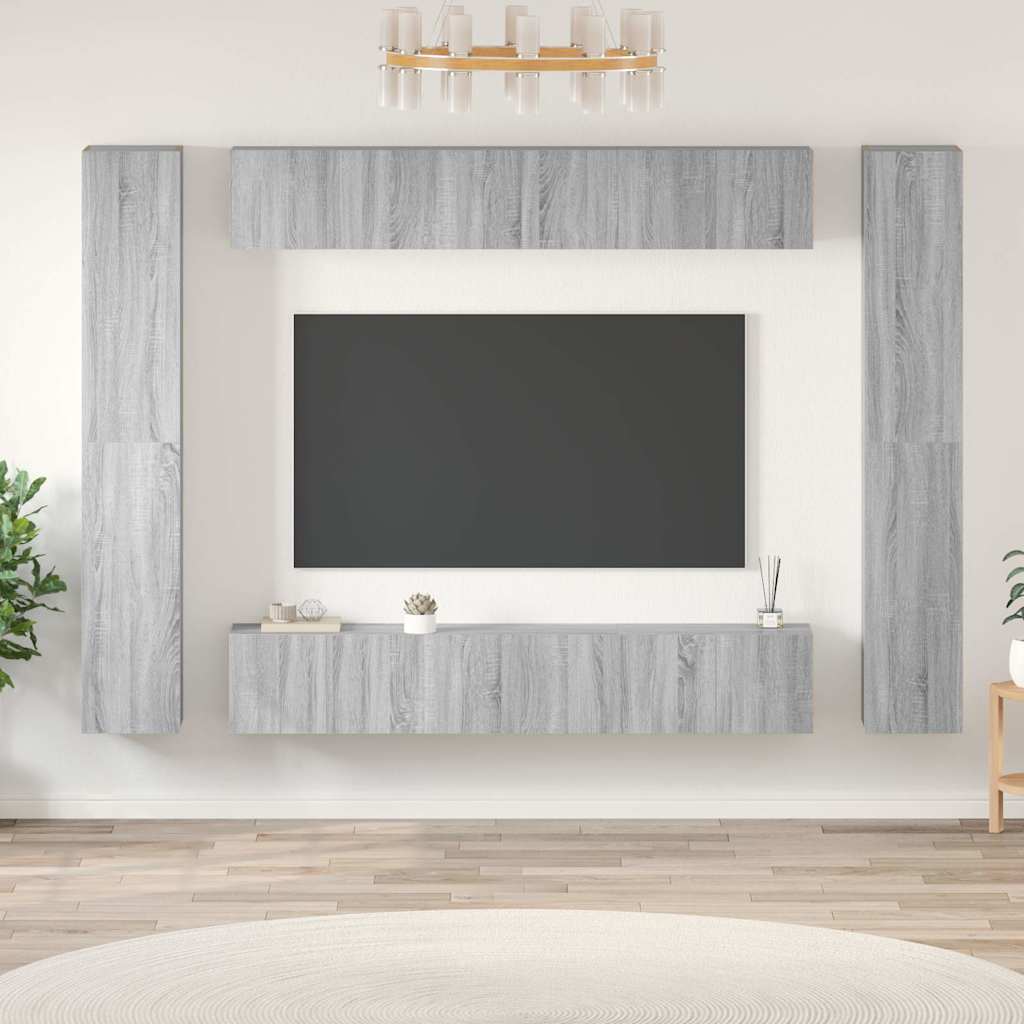 Set Mobili Porta TV 10 pz in legno multistrato