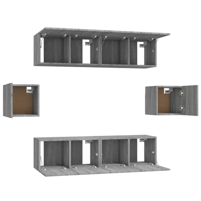 Set di Mobili Porta TV 6 pz Grigio Sonoma in Legno Multistrato
