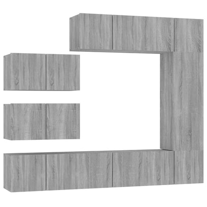 Set Mobili Porta TV 8pz Grigio Sonoma in Legno Multistrato | homemem39