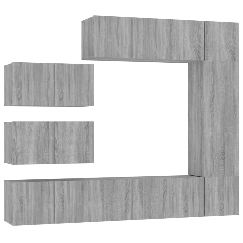 Set Mobili Porta TV 8pz Grigio Sonoma in Legno Multistrato