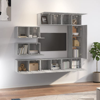 Set Mobili Porta TV 8pz Grigio Sonoma in Legno Multistrato | homemem39