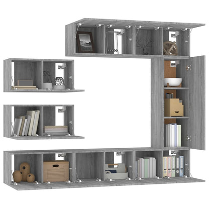 Set Mobili Porta TV 8pz Grigio Sonoma in Legno Multistrato