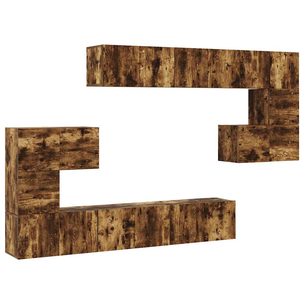 Set Mobili Porta TV 10 pz Rovere Fumo in Legno Multistrato | homemem39