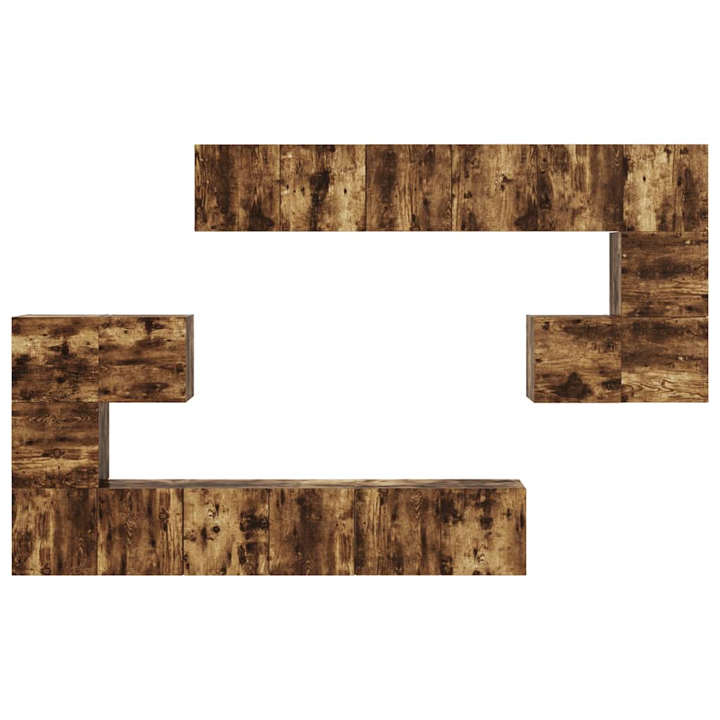 Set Mobili Porta TV 10 pz Rovere Fumo in Legno Multistrato | homemem39