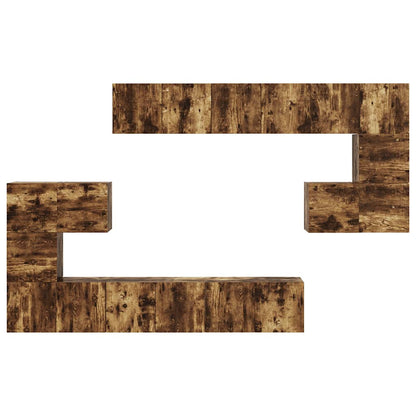 Set Mobili Porta TV 10 pz Rovere Fumo in Legno Multistrato | homemem39
