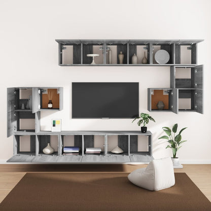 Set Mobili Porta TV 10 pz Grigio Sonoma in Legno Multistrato