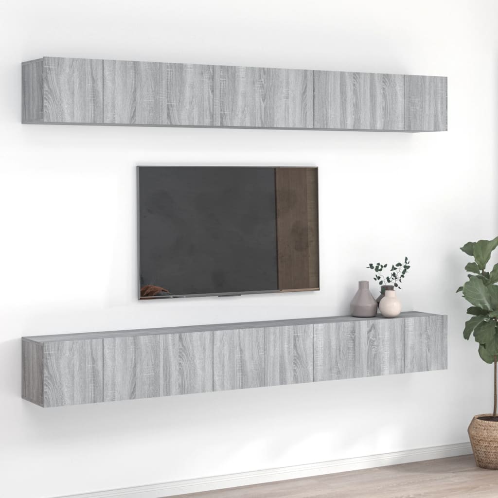 Mobili Porta TV 8pz Grigio Sonoma 60x30x30 cm Legno Multistrato - homemem39