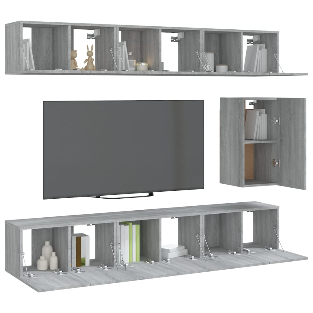 Set di Mobili Porta TV 7 pz Grigio Sonoma in Legno Multistrato - homemem39