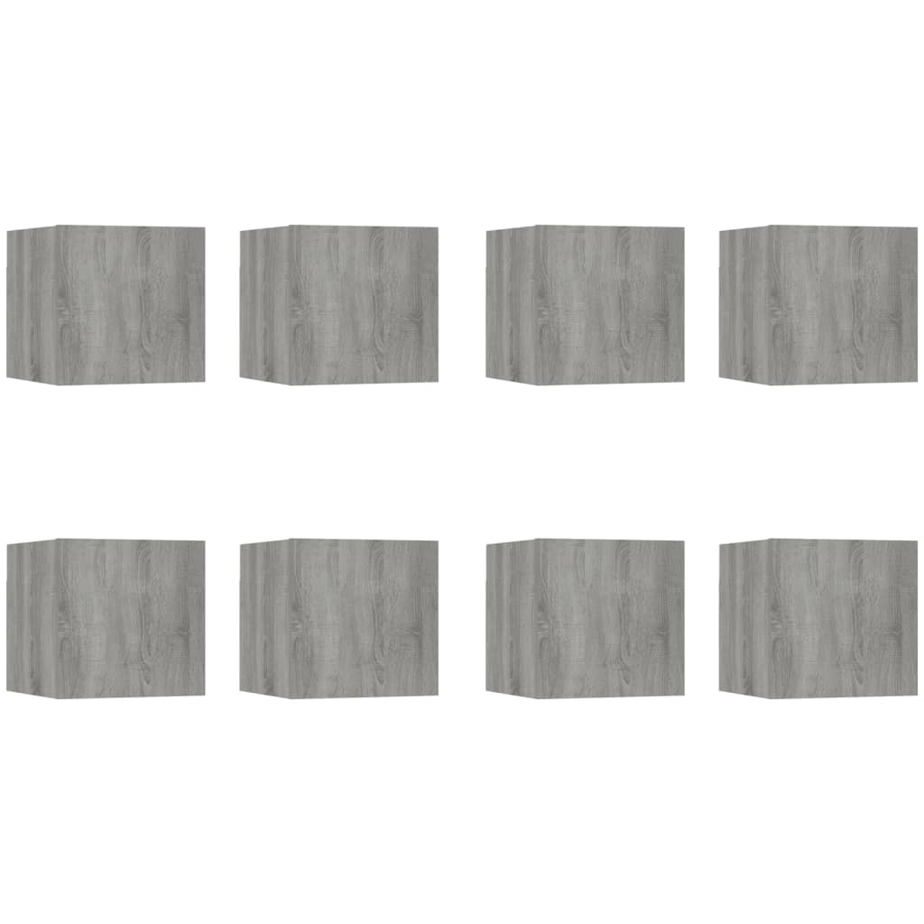 Armadietti TV a Parete 8 pz Grigio Sonoma 30,5x30x30 cm - homemem39