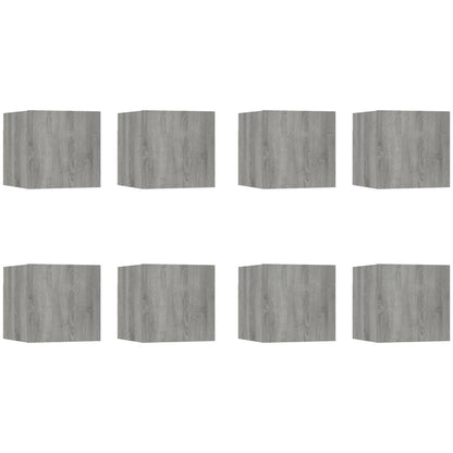 Armadietti TV a Parete 8 pz Grigio Sonoma 30,5x30x30 cm - homemem39