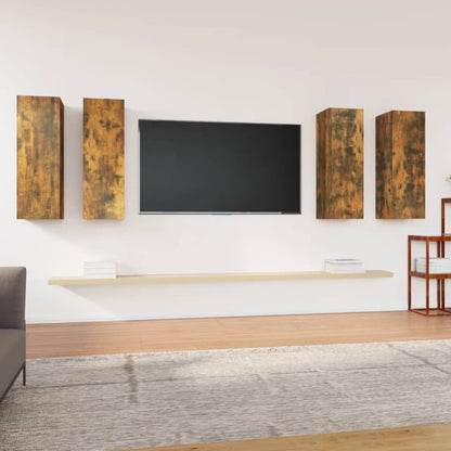 Mobili TV 4 pz Rovere Fumo 30,5x30x90 cm in Legno Multistrato | homemem39