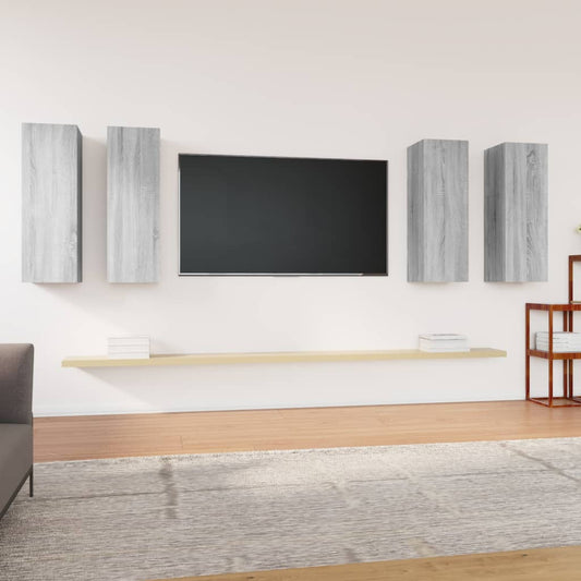 Mobili TV 4 pz Grigio Sonoma 30,5x30x90 cm in Legno Multistrato | homemem39