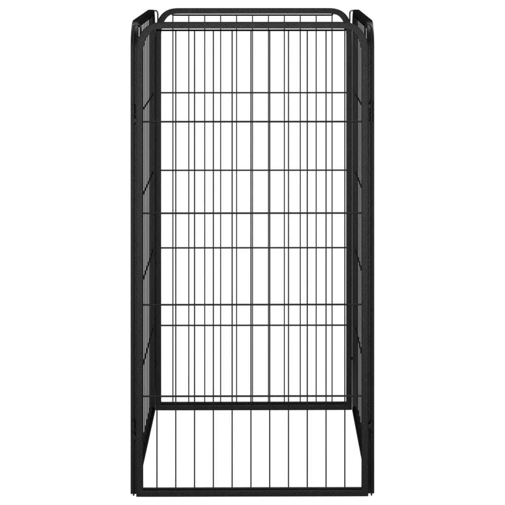 Box Cani a 4 Pannelli Nero 50x100cm Acciaio Verniciato Polvere | homemem39