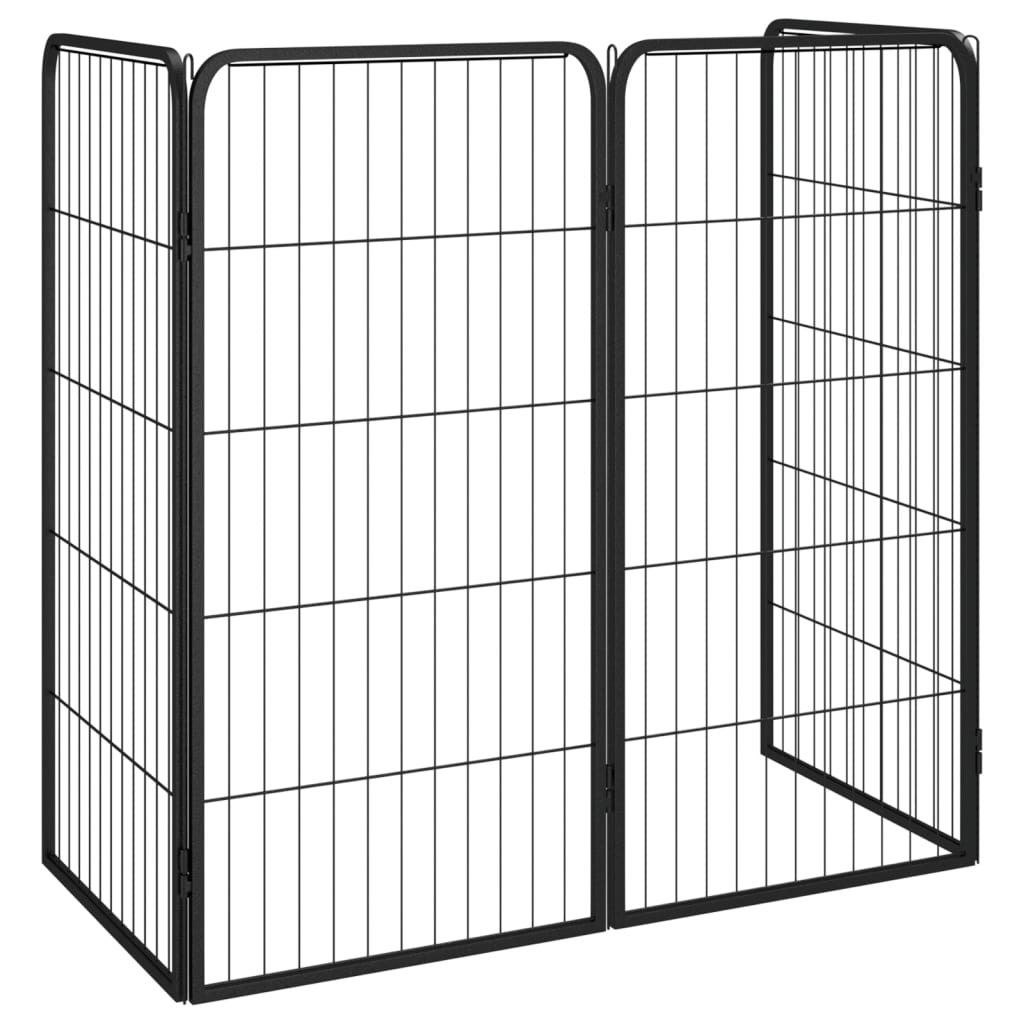 Box Cani a 4 Pannelli Nero 50x100cm Acciaio Verniciato Polvere | homemem39