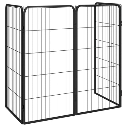 Box Cani a 4 Pannelli Nero 50x100cm Acciaio Verniciato Polvere | homemem39