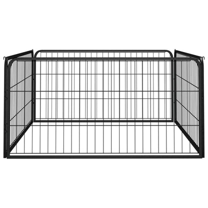 Box Cani a 4 Pannelli Nero 100x50cm Acciaio Verniciato Polvere