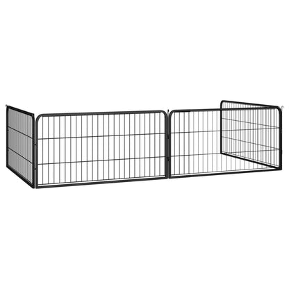 Box Cani a 4 Pannelli Nero 100x50cm Acciaio Verniciato Polvere | homemem39