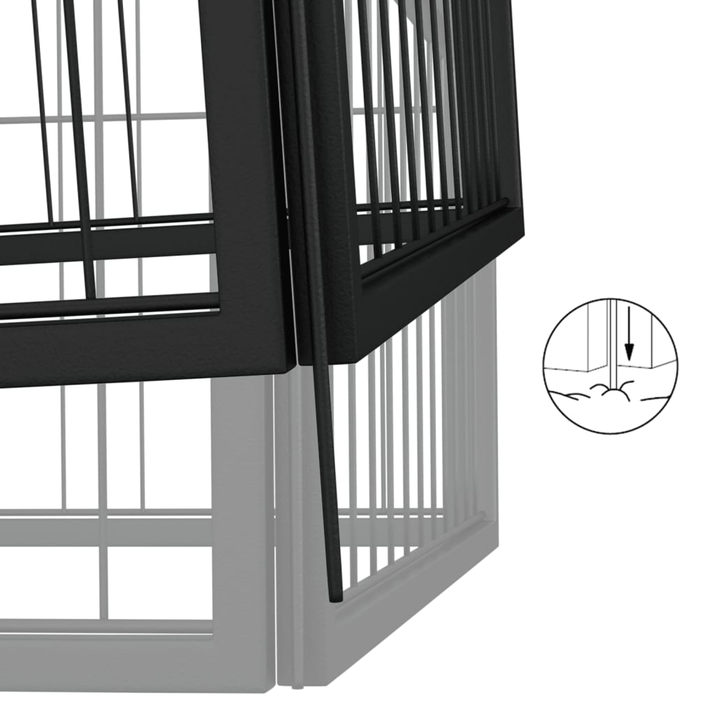 Box Cani a 4 Pannelli Nero 100x50cm Acciaio Verniciato Polvere | homemem39