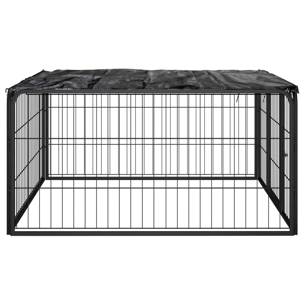 Box Cani a 4 Pannelli Nero 100x50cm Acciaio Verniciato Polvere - homemem39