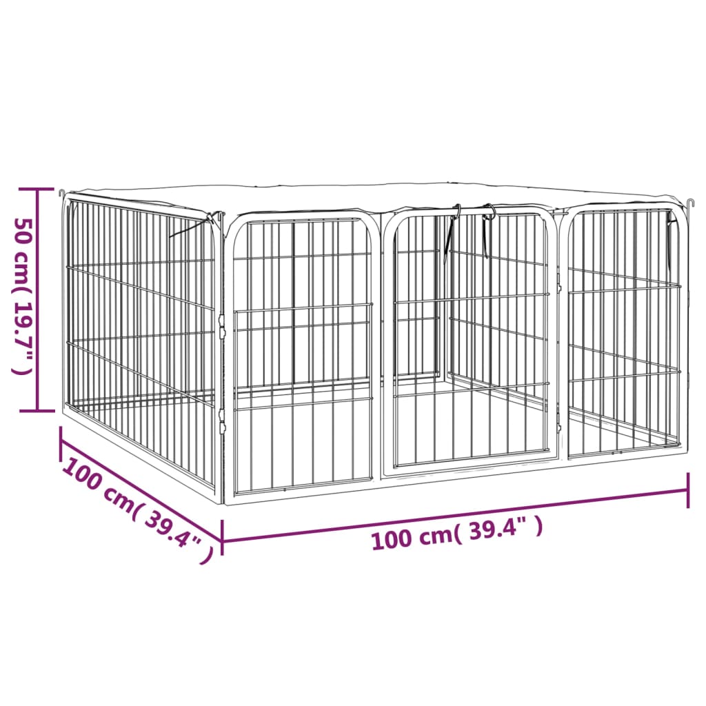 Box Cani a 4 Pannelli Nero 100x50cm Acciaio Verniciato Polvere | homemem39
