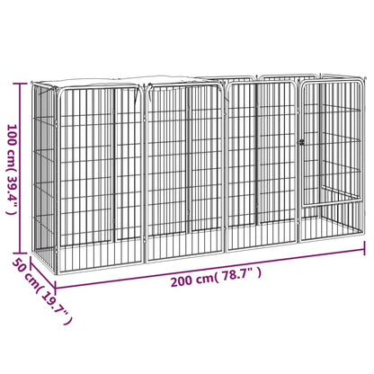 Box Cani 10 Pannelli Nero 50x100 cm Acciaio Verniciato Polvere