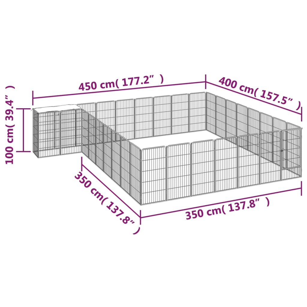 Box Cani 34 Pannelli Nero 50x100 cm Acciaio Verniciato Polvere | homemem39