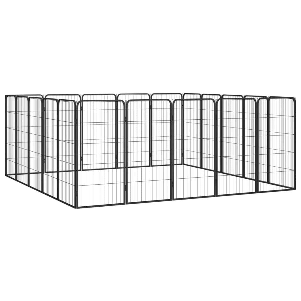 Box Cani 20 Pannelli Nero 50x100 cm Acciaio Verniciato Polvere | homemem39