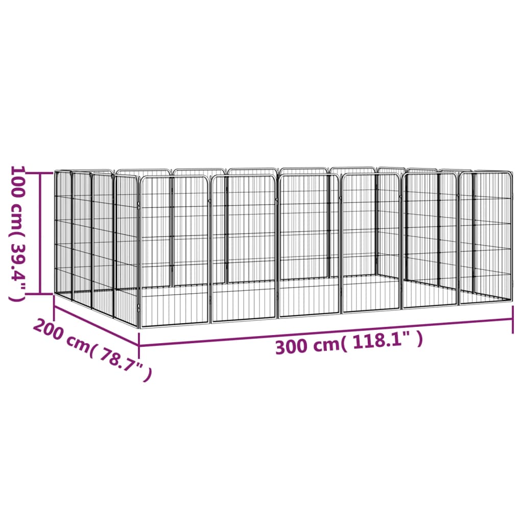 Box Cani 20 Pannelli Nero 50x100 cm Acciaio Verniciato Polvere | homemem39