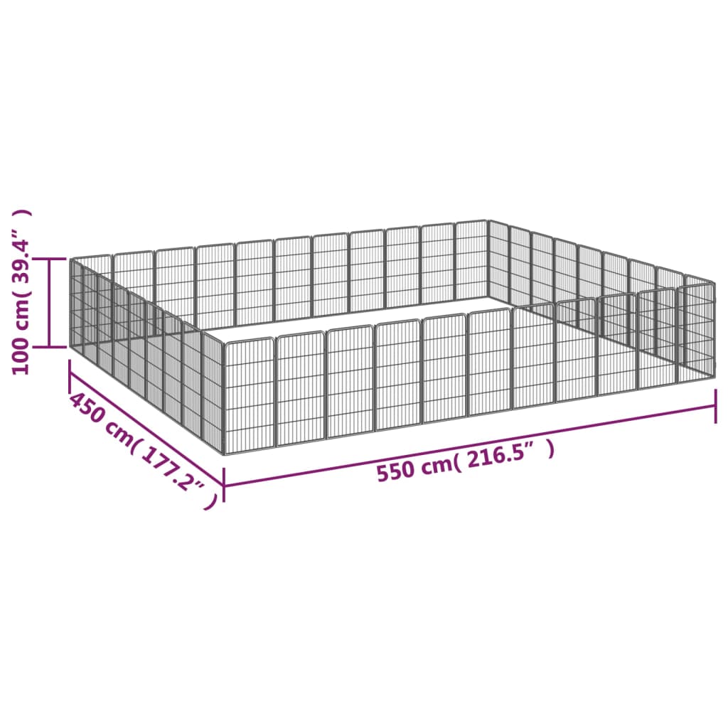 Box Cani 40 Pannelli Nero 50x100 cm Acciaio Verniciato Polvere | homemem39
