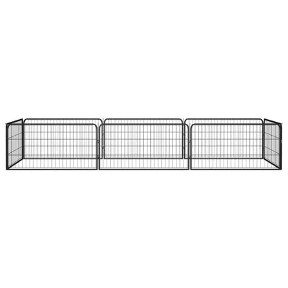 Box Cani 8 Pannelli Nero 100x50 cm Acciaio Verniciato Polvere | homemem39