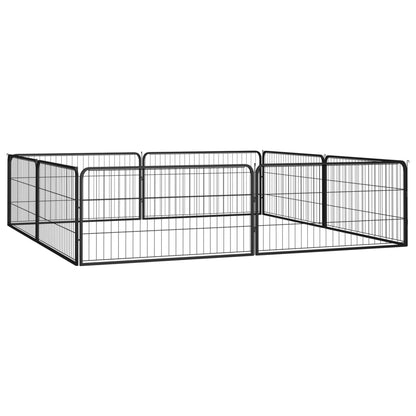 Box Cani 8 Pannelli Nero 100x50 cm Acciaio Verniciato Polvere | homemem39
