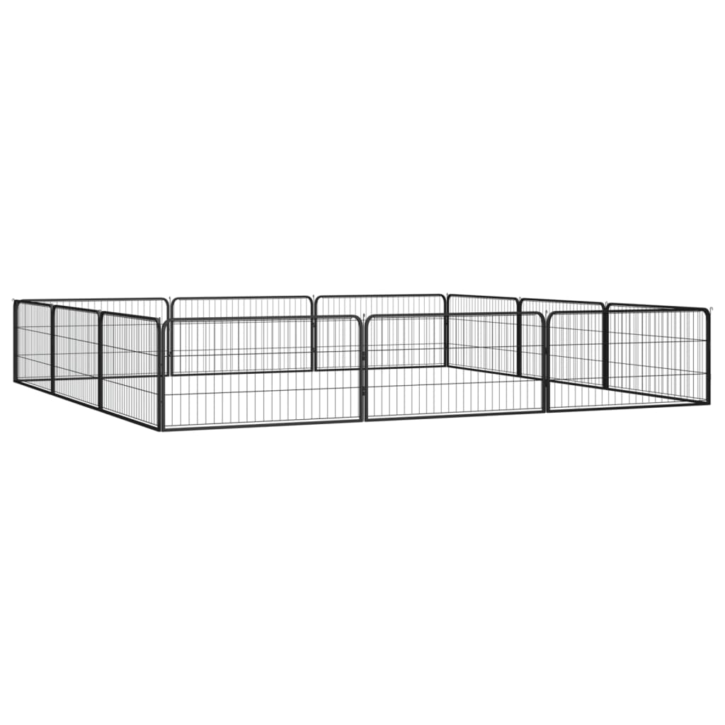 Box Cani 12 Pannelli Nero 100x50 cm Acciaio Verniciato Polvere | homemem39