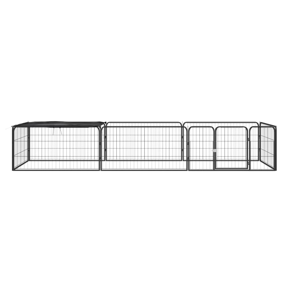 Box Cani 8 Pannelli Nero 100x50 cm Acciaio Verniciato Polvere | homemem39