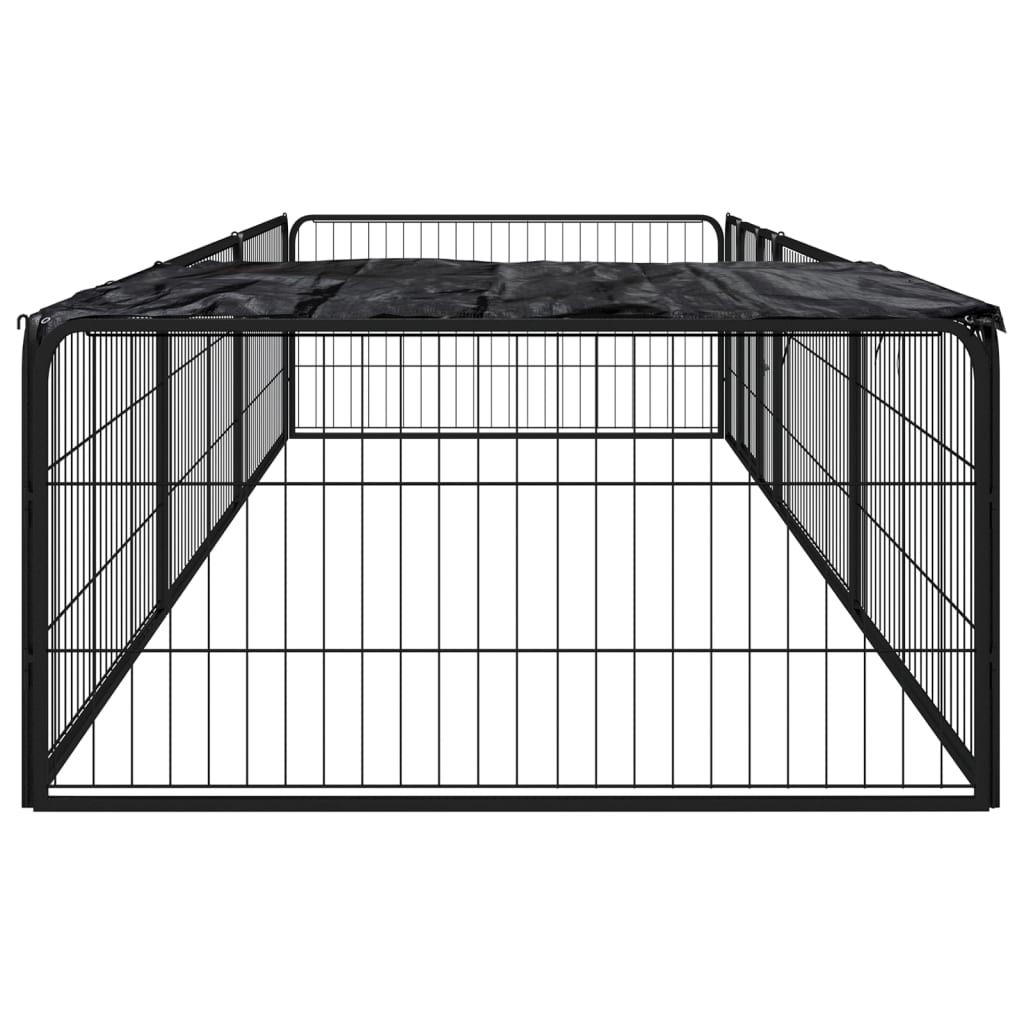 Box Cani 8 Pannelli Nero 100x50 cm Acciaio Verniciato Polvere | homemem39