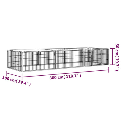 Box Cani 8 Pannelli Nero 100x50 cm Acciaio Verniciato Polvere | homemem39