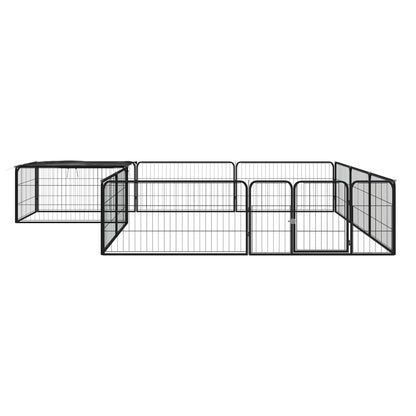 Box Cani 12 Pannelli Nero 100x50 cm Acciaio Verniciato Polvere | homemem39